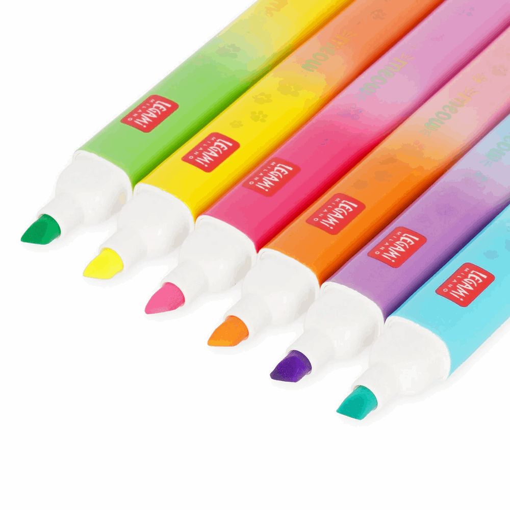 LEGAMI MHL0002 6 DUAL-TIP HIGHLIGHTERS - MEOW - KITTY