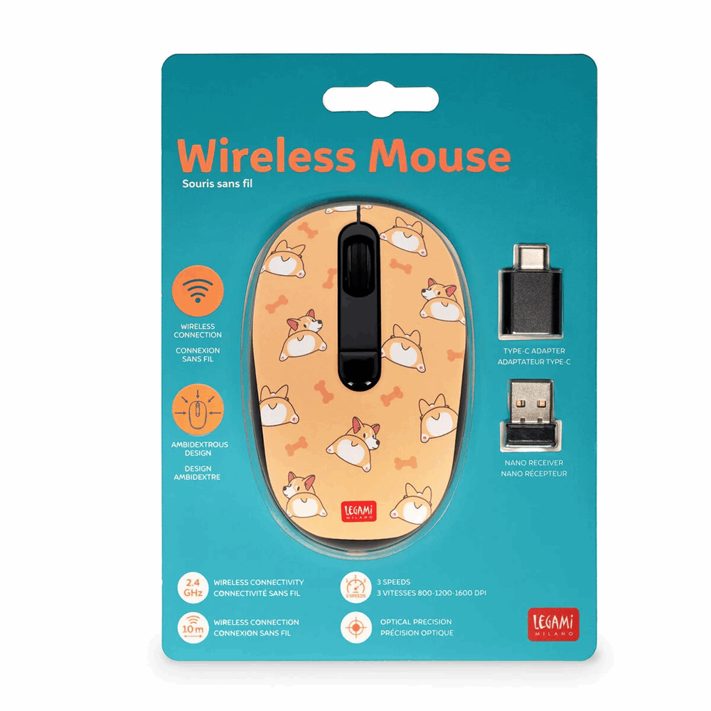 LEGAMI WMO0012 WIRELESS MOUSE - YELLOW - CORGI