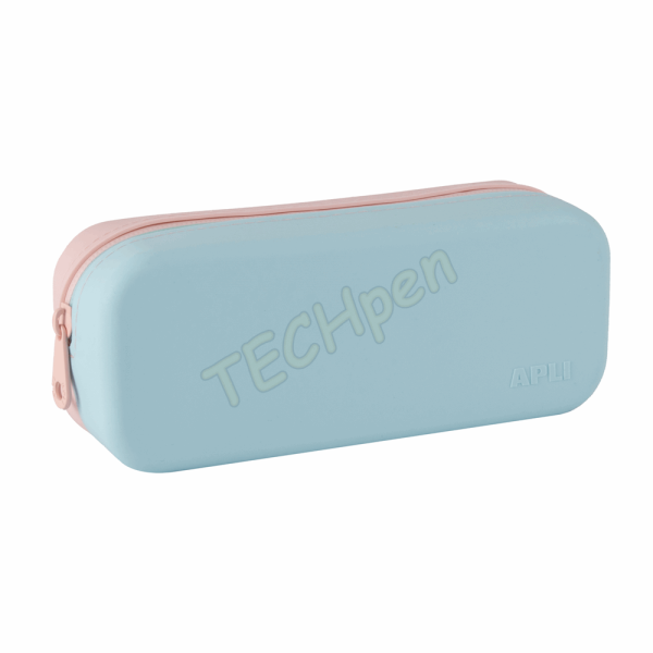 APLI SILICONE PENCIL CASE NORDIK PASTEL ΡΟΖ-ΓΑΛΑΖΙΟ AP-20649
