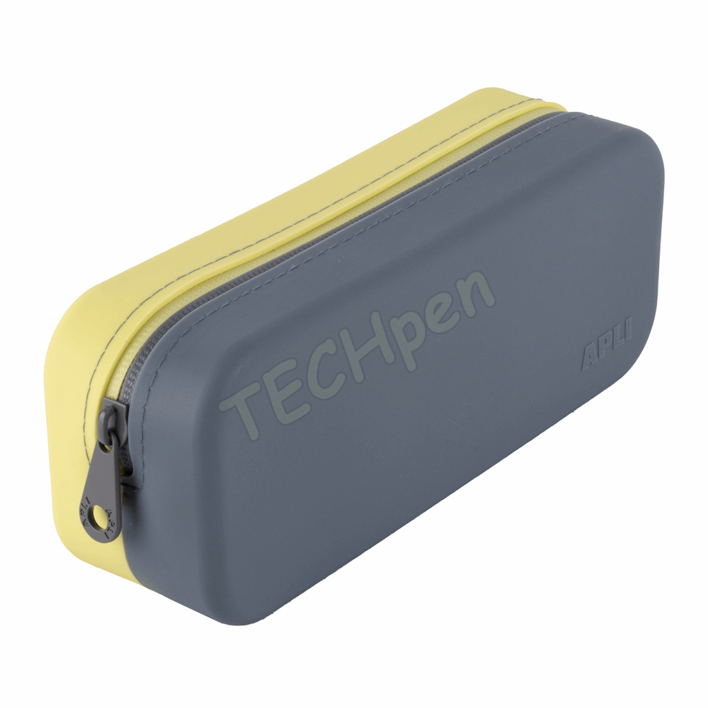APLI SILICONE PENCIL CASE NORDIK PASTEL ΚΙΤΡΙΝΟ-ΓΚΡΙ AP-20651