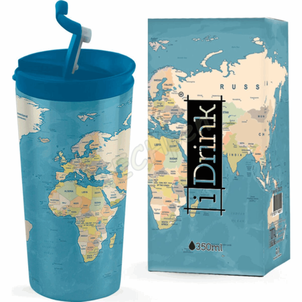 i-DRINK ΠΟΤΗΡΙ ΘΕΡΜΟΣ TRAVEL BLUE MAP ID0217 350ml