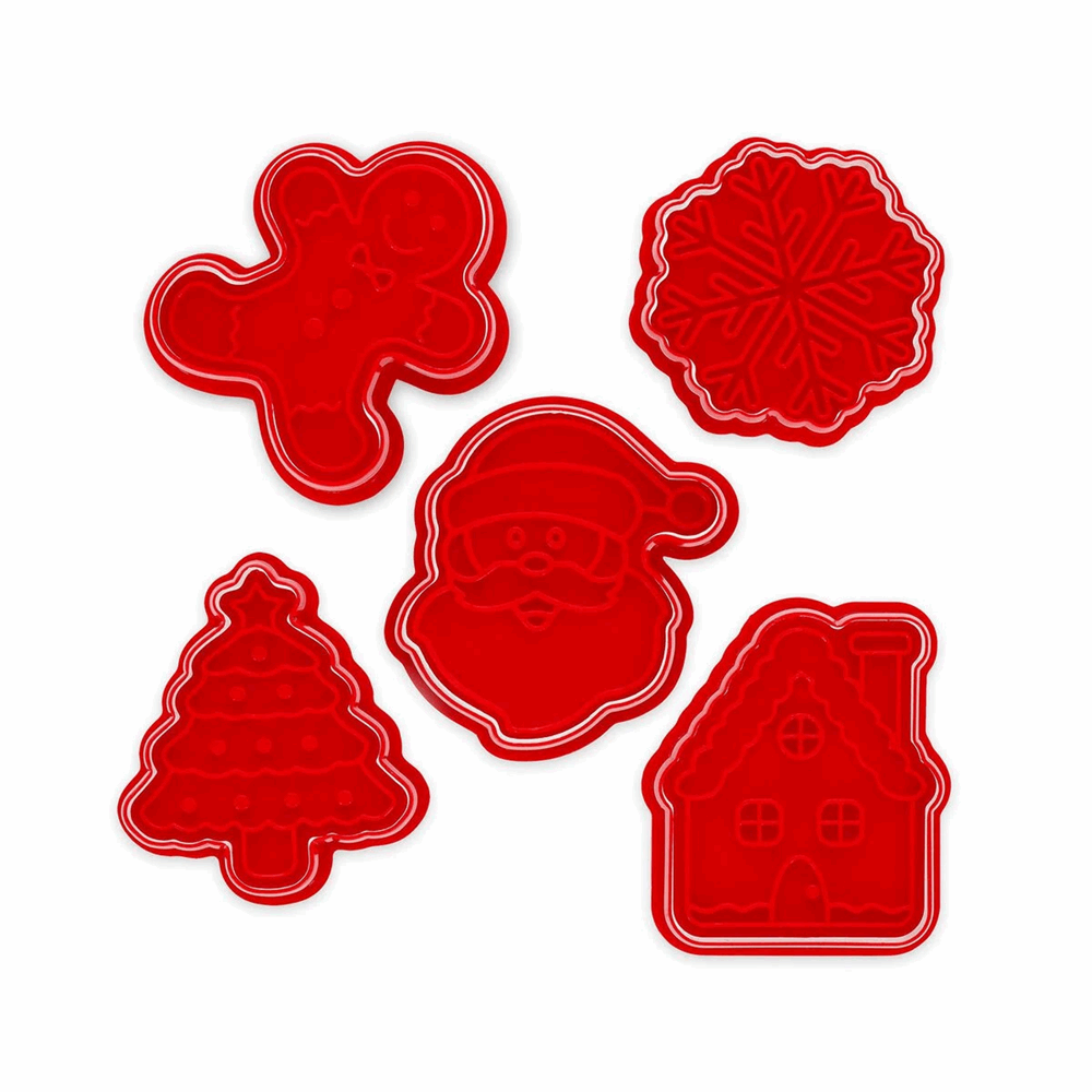 LEGAMI 5 COOKIE CUTTERS WITH STAMPS - COOKIE TIME! - CHRISTMAS CCC0001