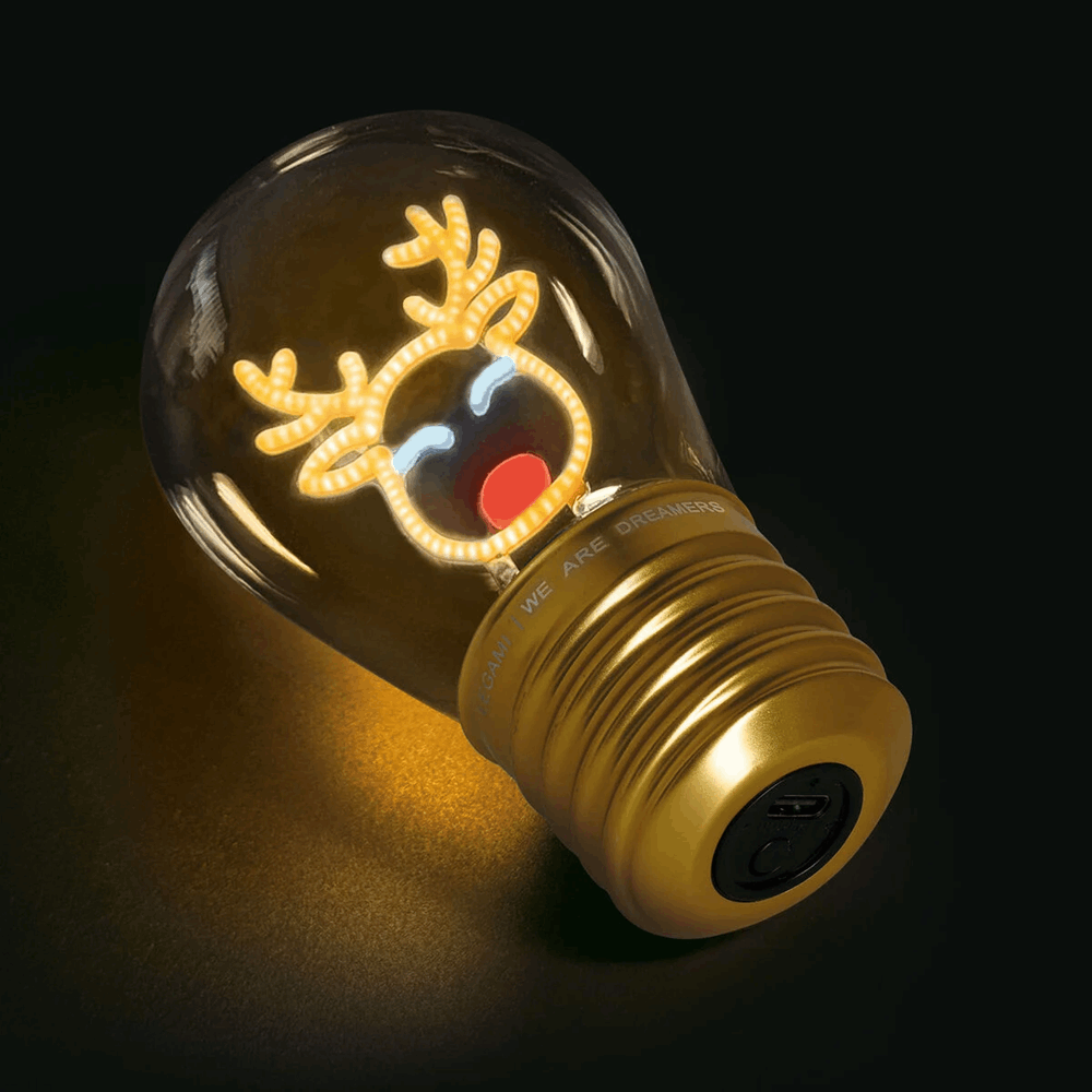 LEGAMI CLB0002 LIGHT-BULB SHAPED TABLE LAMP - BULB FICTION - REINDEER