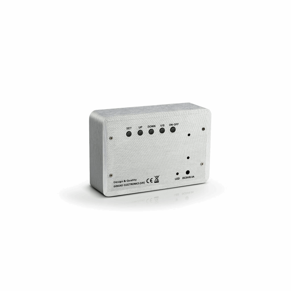 GINGKO BRICK CLICK CLOCK ALUM/WHITE LED GK15W6
