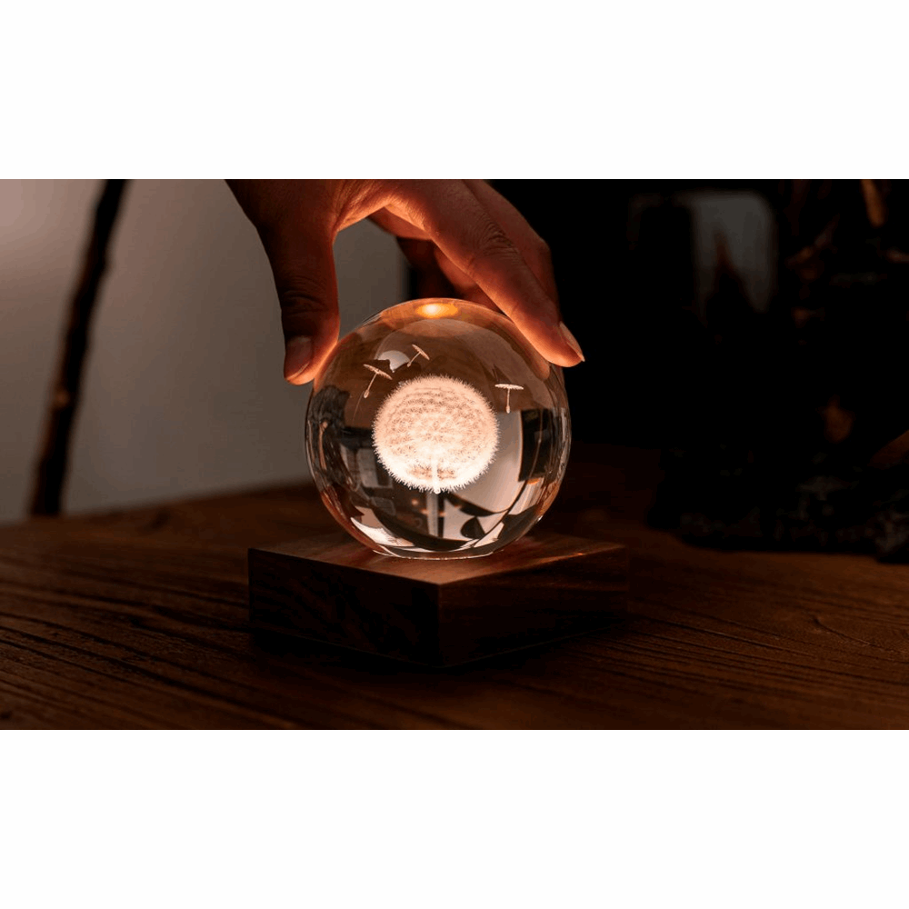 GINGKO Amber Crystal Light 3D laser Dandelion G025DL