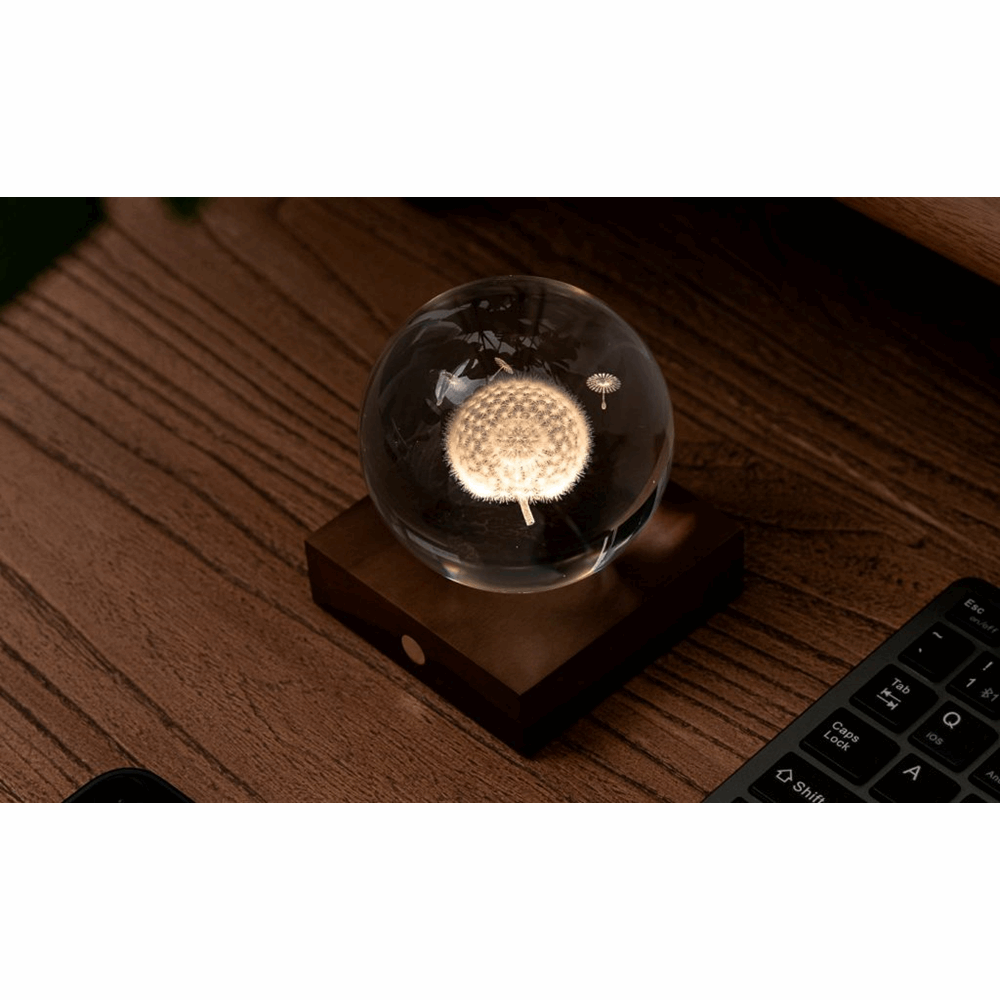 GINGKO Amber Crystal Light 3D laser Dandelion G025DL