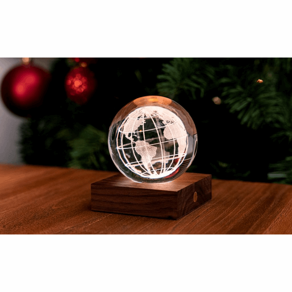 GINGKO Amber Crystal Light 3D laser World Globe G025WO