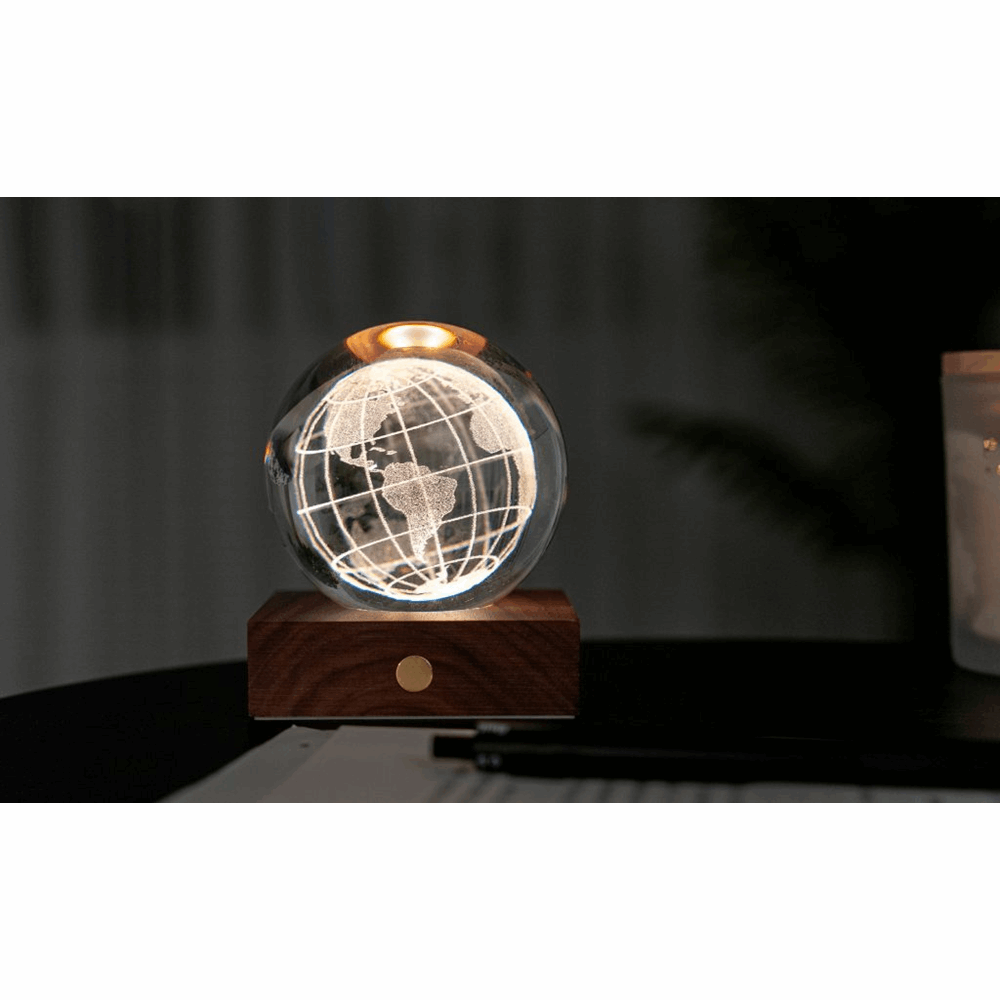 GINGKO Amber Crystal Light 3D laser World Globe G025WO