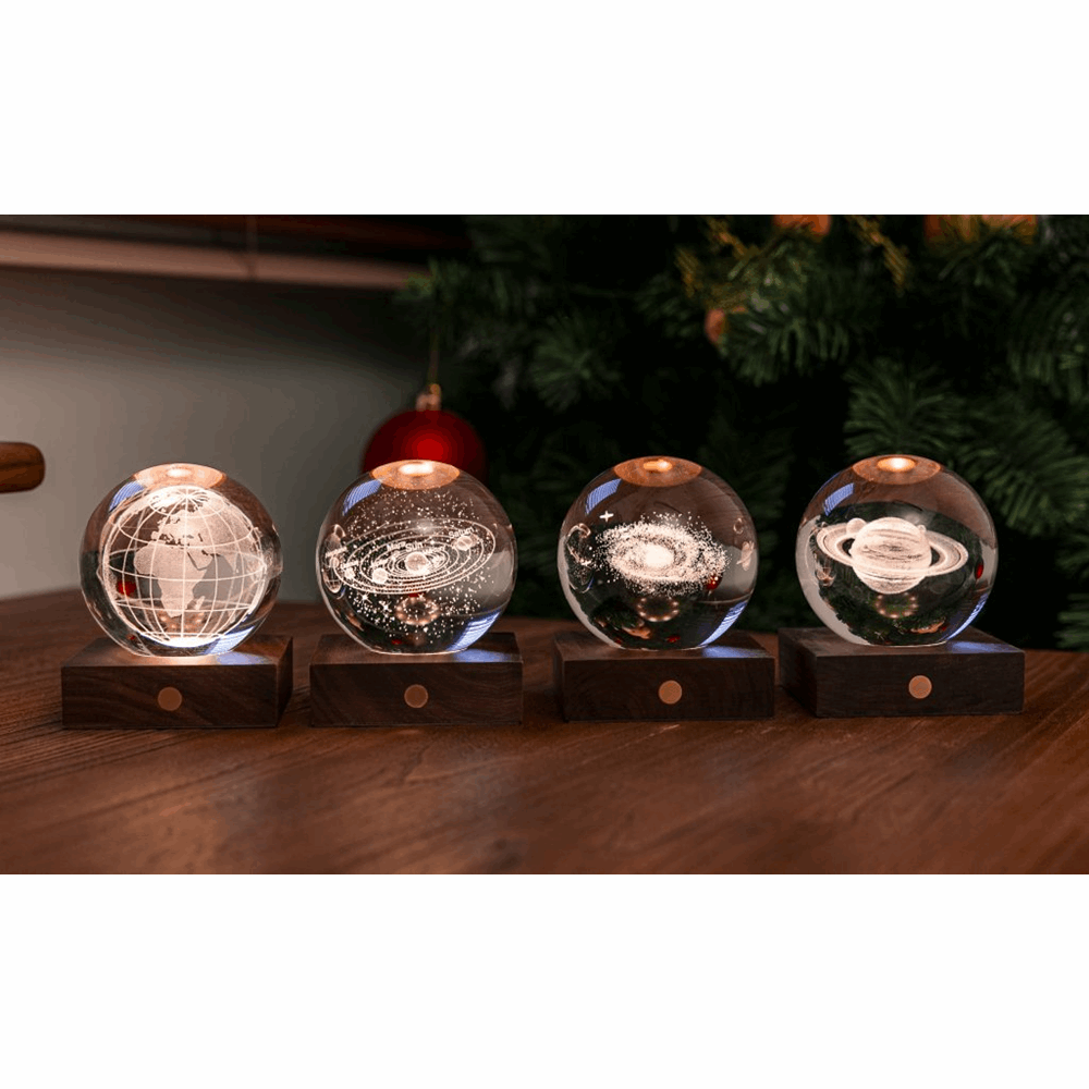 GINGKO Amber Crystal Light 3D laser World Globe G025WO