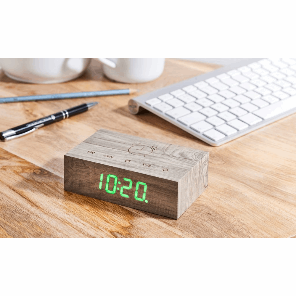 GINGKO FLIP CLICK CLOCK ASH WOOD EFFECT G003A12