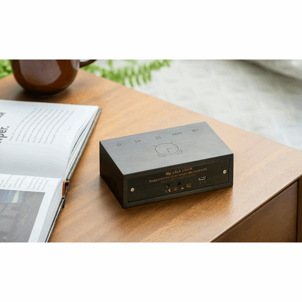 GINGKO FLIP CLICK CLOCK BLACK WOOD EFFCECT G003B10