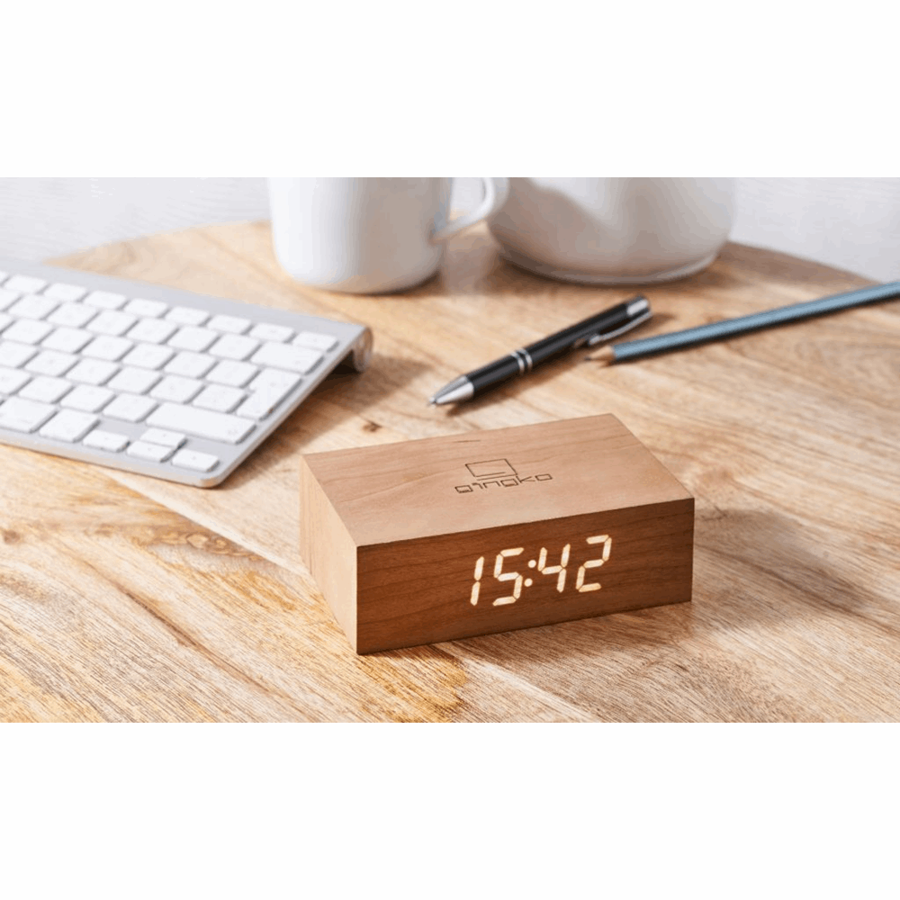 GINGKO FLIP CLICK CLOCK NATURAL CHERRY G003C15