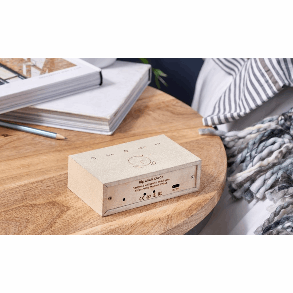 GINGKO FLIP CLICK CLOCK NATURAL WHITE MARPLE G003W13