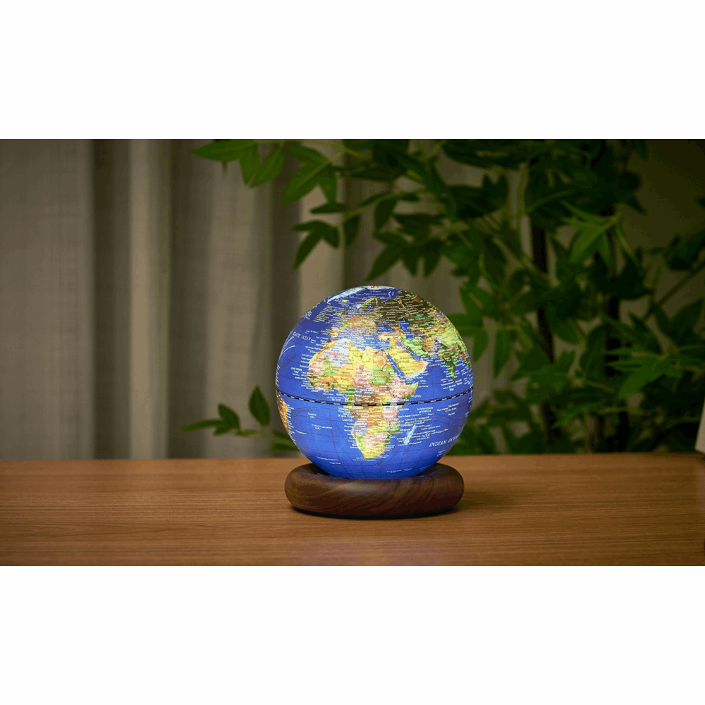 GINGKO ATLASGLOBE LAMP DEEP OCEANBLUE  MINI WALNUT BASE G038M-WT