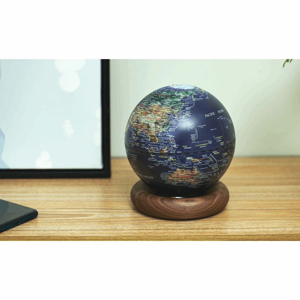 GINGKO ATLASGLOBE LAMP DEEP OCEANBLUE  MINI WALNUT BASE G038M-WT