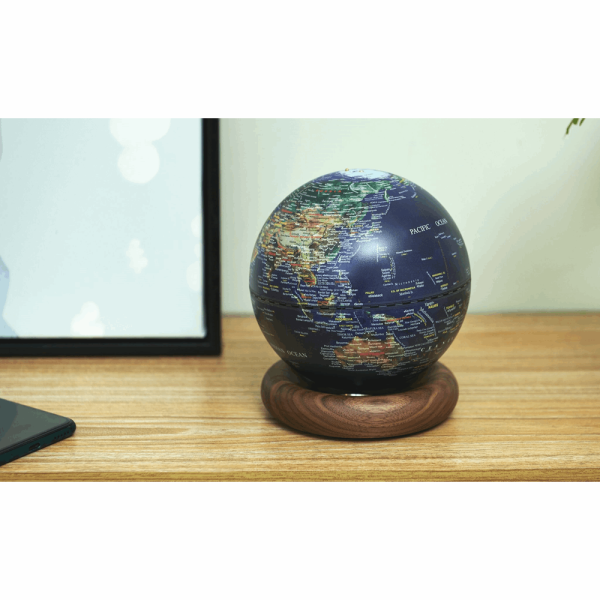 GINGKO ATLASGLOBE LAMP DEEP OCEANBLUE  MINI WALNUT BASE G038M-WT