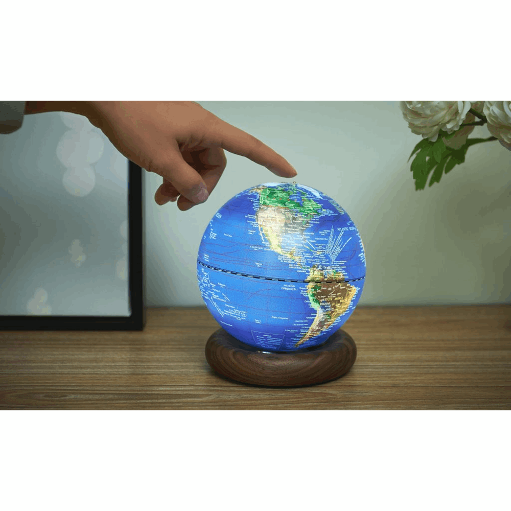 GINGKO ATLASGLOBE LAMP DEEP OCEANBLUE  MINI WALNUT BASE G038M-WT