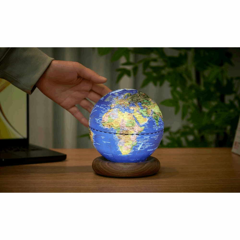 GINGKO ATLASGLOBE LAMP DEEP OCEANBLUE  MINI WALNUT BASE G038M-WT