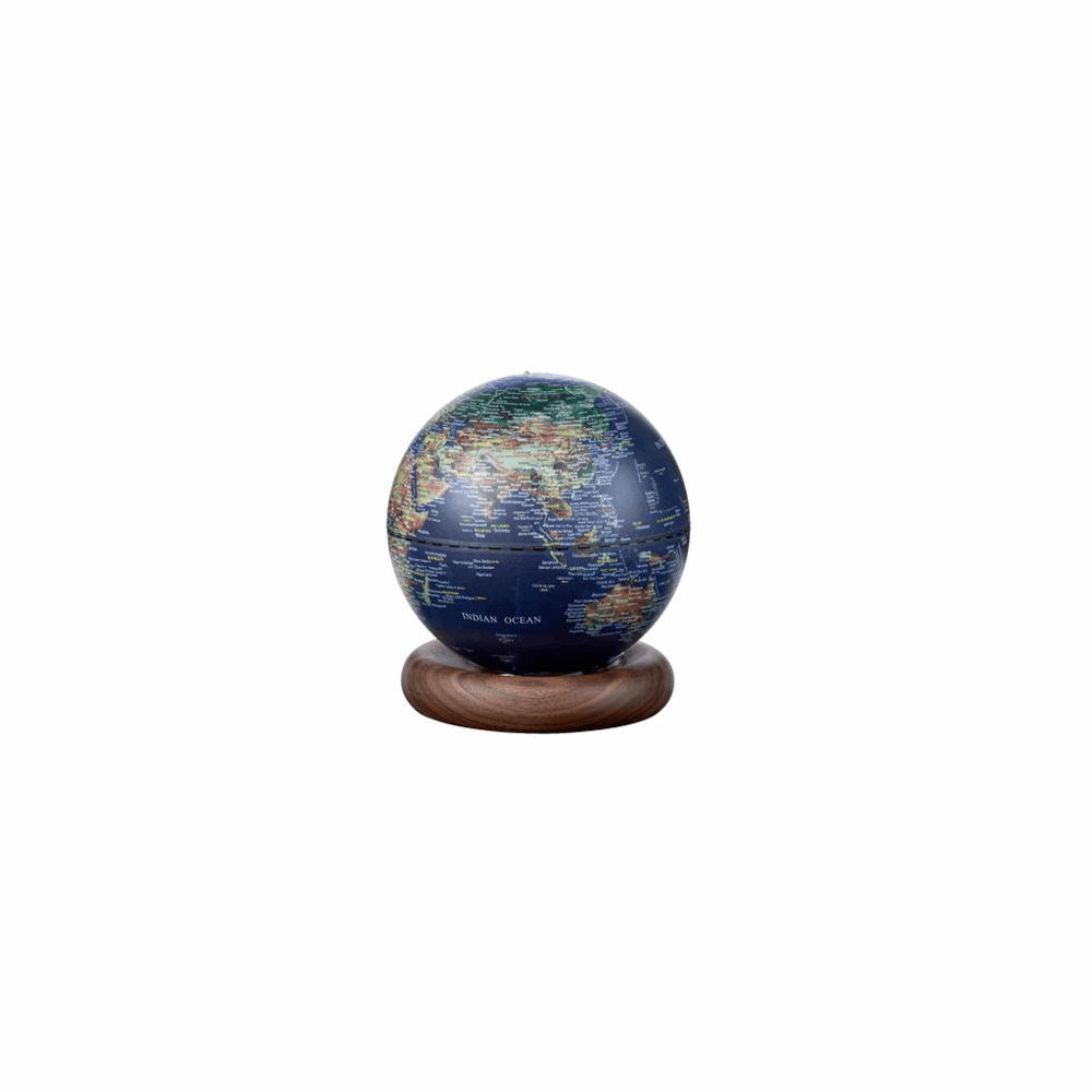 GINGKO ATLASGLOBE LAMP DEEP OCEANBLUE  MINI WALNUT BASE G038M-WT