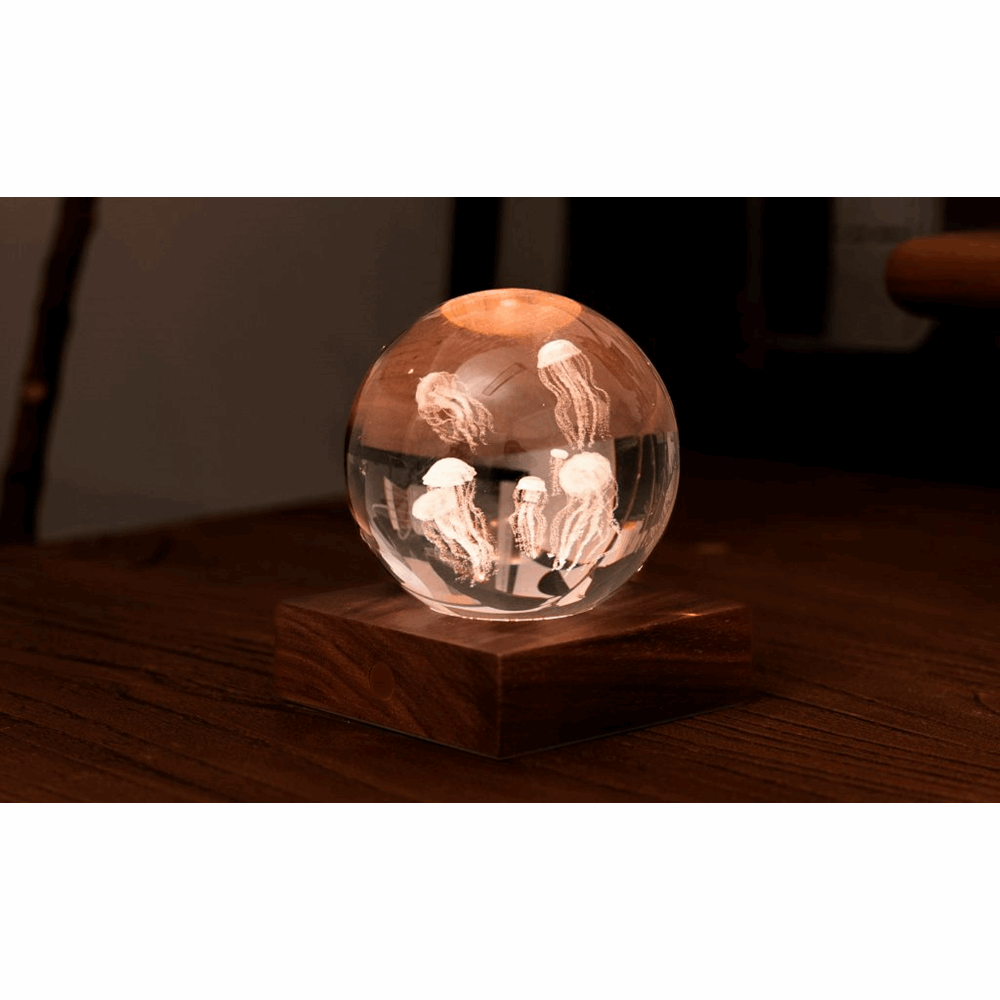 GINGKO AMBER CRYSTAL LIGHT 3D LASER JELLYFISH G025JF