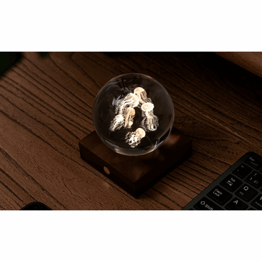 GINGKO AMBER CRYSTAL LIGHT 3D LASER JELLYFISH G025JF