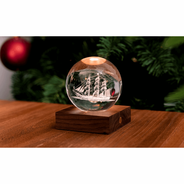 GINGKO AMBER CRYSTAL LIGHT 3D LASER SAILING BOAT G025SB