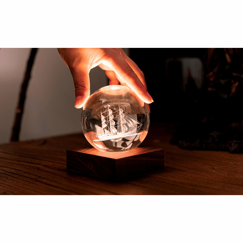 GINGKO AMBER CRYSTAL LIGHT 3D LASER SAILING BOAT G025SB