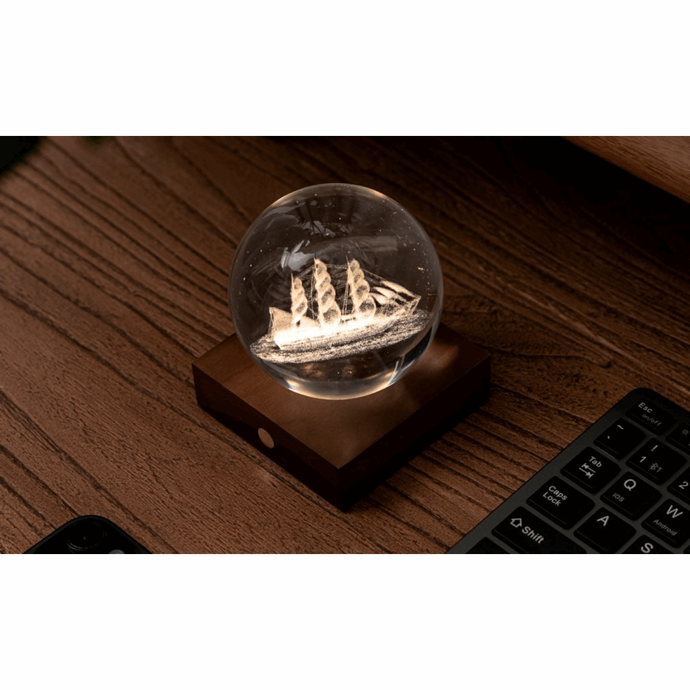 GINGKO AMBER CRYSTAL LIGHT 3D LASER SAILING BOAT G025SB