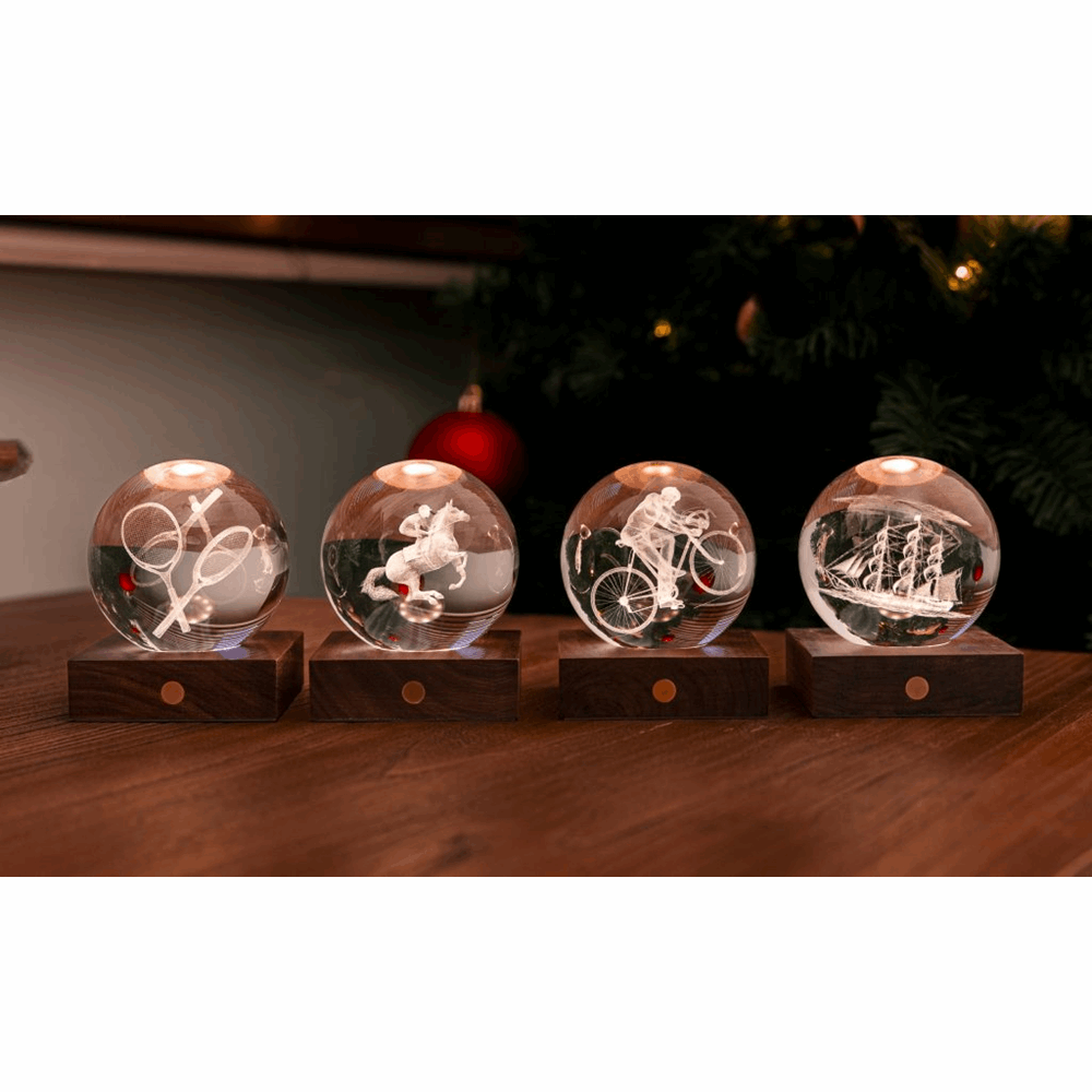 GINGKO AMBER CRYSTAL LIGHT 3D LASER SAILING BOAT G025SB