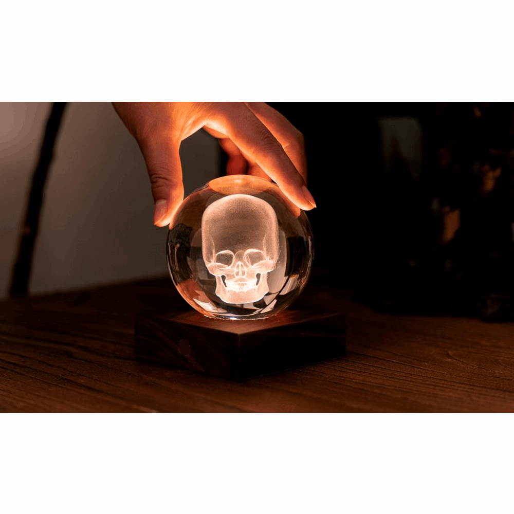 GINGKO AMBER CRYSTAL LIGHT 3D LASER SKULL G025SK