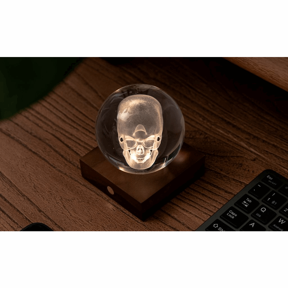 GINGKO AMBER CRYSTAL LIGHT 3D LASER SKULL G025SK