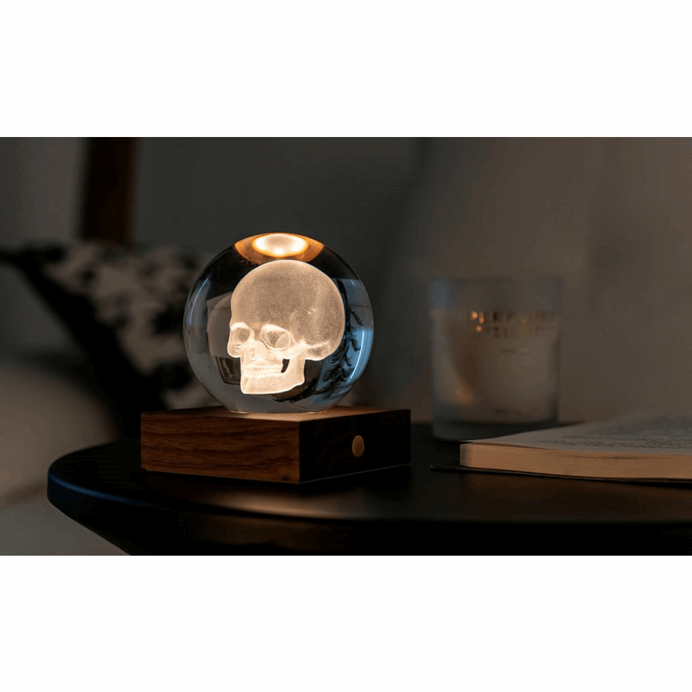 GINGKO AMBER CRYSTAL LIGHT 3D LASER SKULL G025SK