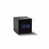 GINGKO WOODEN CUBE CLICK CLOCK BLACK/BLUE LED GK08B10