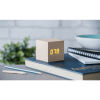 GINGKO WOODEN CUBE CLICK CLOCK MAPLE/ORANGE LED GK08W18