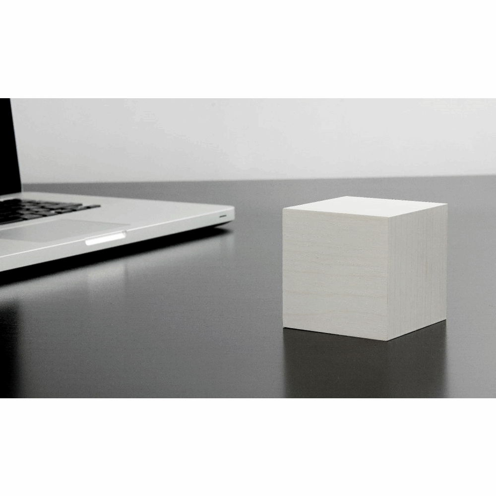 GINGKO WOODEN CUBE CLICK CLOCK NATURAL MARBLE WHITE GK08W5