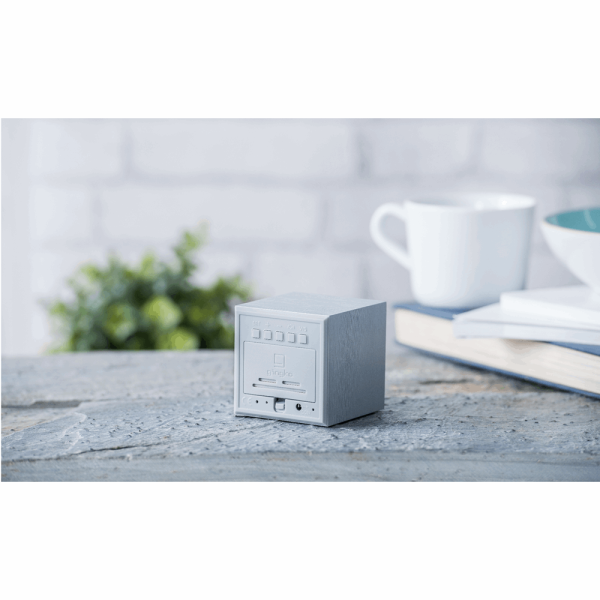 GINGKO WOODEN CUBE CLICK CLOCK ALUMINIUM WHITE GK08W6