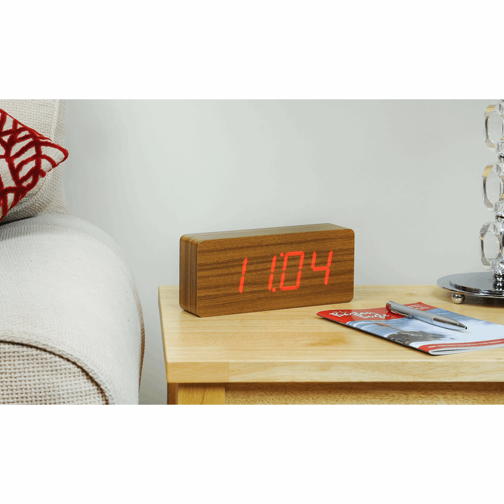 GINGKO SLAB CLICK CLOCK TEAL/RED LED GK06R4