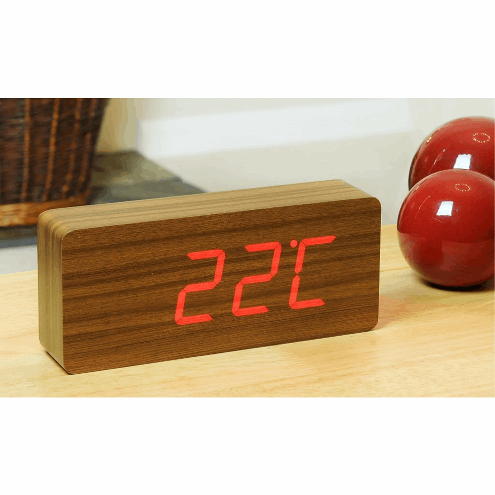 GINGKO SLAB CLICK CLOCK TEAL/RED LED GK06R4