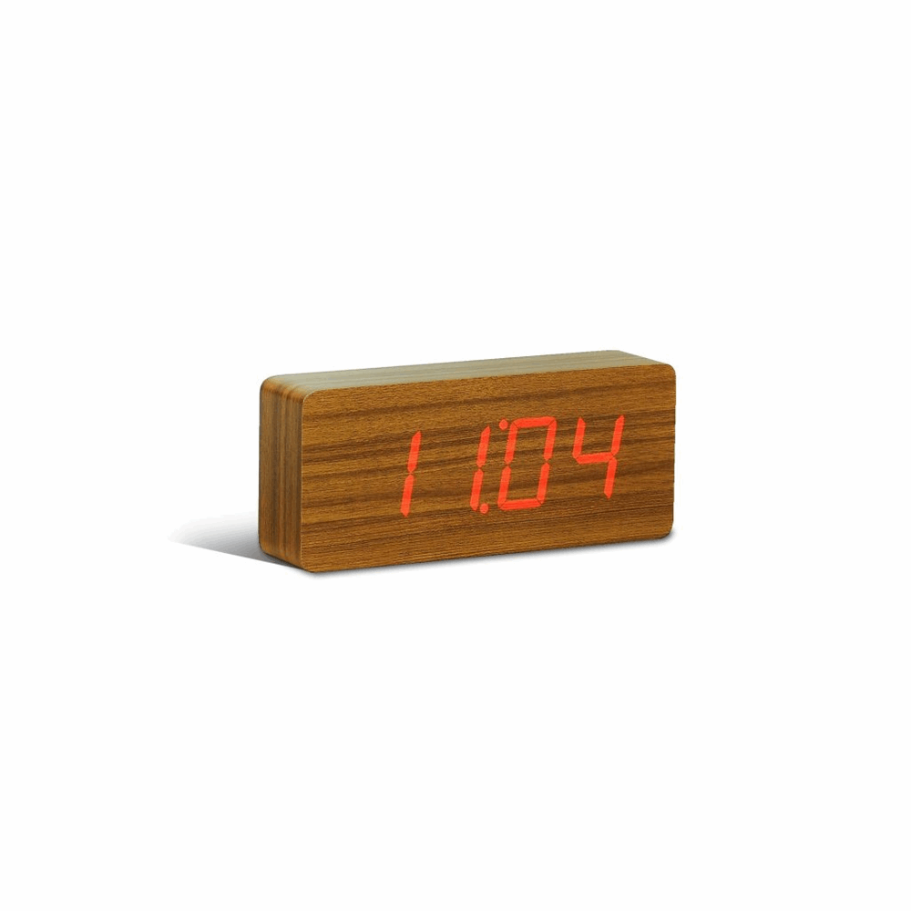 GINGKO SLAB CLICK CLOCK TEAL/RED LED GK06R4