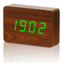 GINGKO BRICK CLICK CLOCK WALNUT/GREEN LED GK15G8