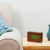 GINGKO BRICK CLICK CLOCK WALNUT/GREEN LED GK15G8