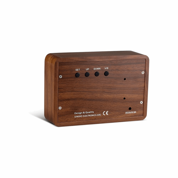 GINGKO BRICK CLICK CLOCK WALNUT/RED LED GK15R8