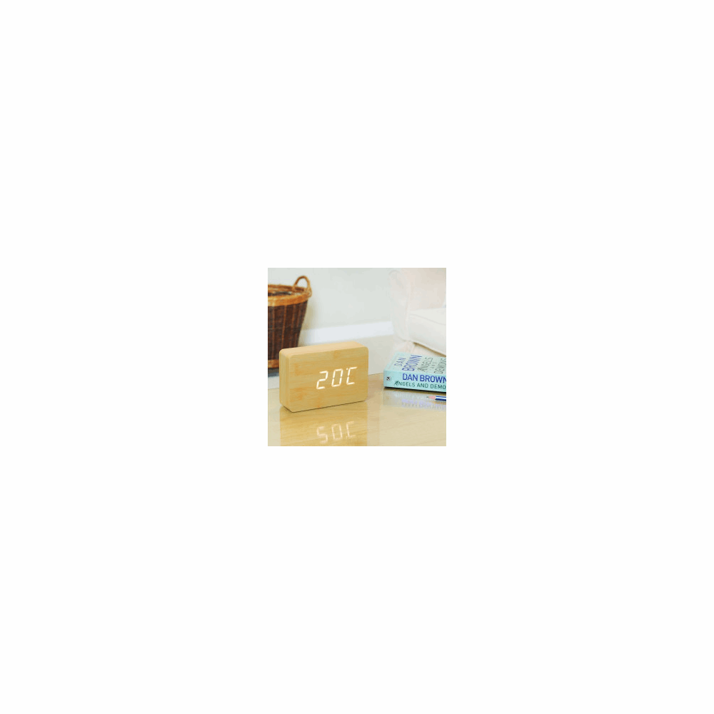 GINGKO BRICK CLICK CLOCK BEECH/WHITE LED GK15W11