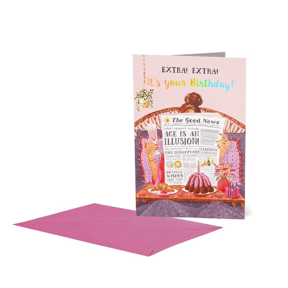 LEGAMI BG0811 LARGE GREETING CARD - BIRTHDAY NEWSPAPER