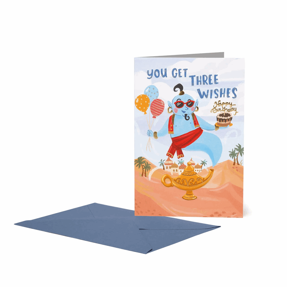 LEGAMI BG0817 LARGE GREETING CARD - THREE WISHES GENIUS