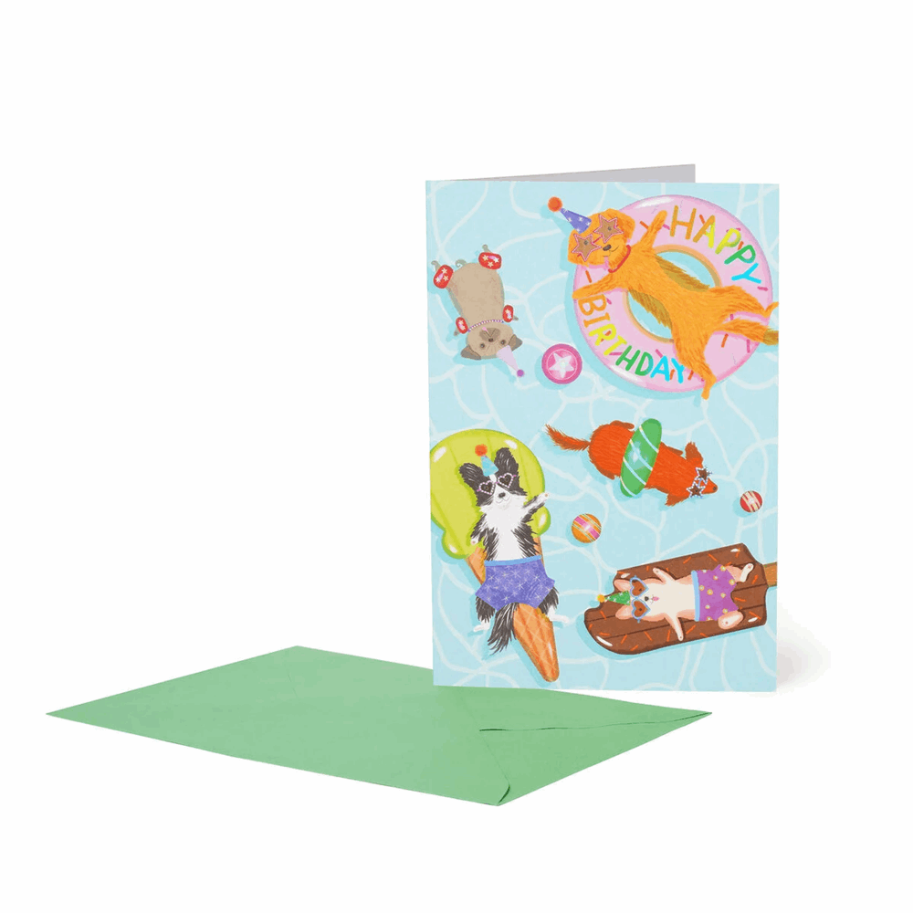 LEGAMI BG0835 LARGE GREETING CARD - POOL DOGS
