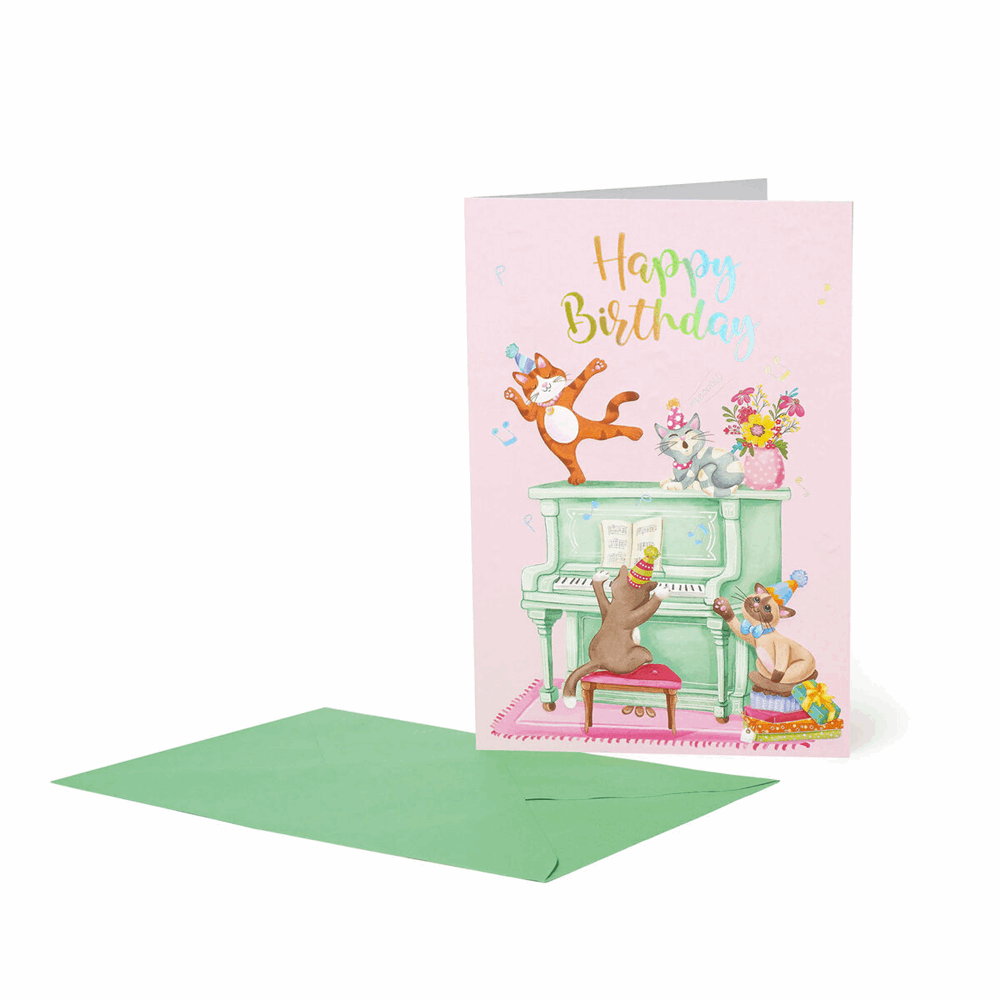 LEGAMI BG0837 LARGE GREETING CARD - PIANO CATS