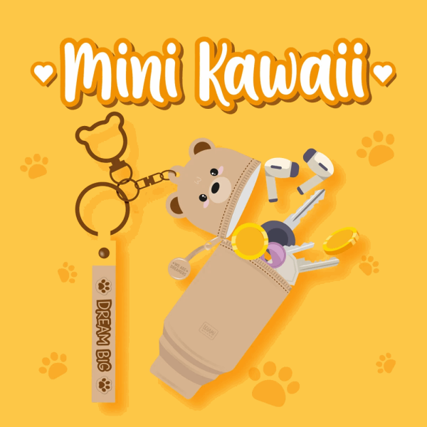 LEGAMI MKAW0002 MINI KAWAII - COIN PURSE WITH KEY RING - TEDDY BEAR