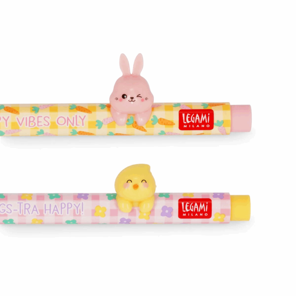 LEGAMI CPPSET2 Set of 2 Gel Pens with Animal Decoration - Lovely Friends - Hoppy Easter