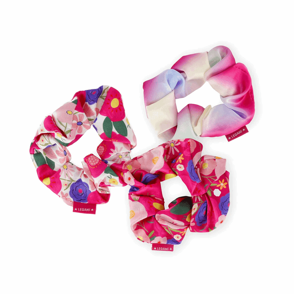 LEGAMI SCRU0002 SET OF 3 HAIR SCRUNCHIES - HAIR WE ARE! - FLOWERS